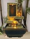 Indoor Waterpot 9"H Decorative Table Top Stoney Ladder Led Fountain