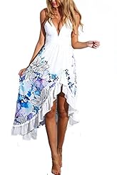 V-neck Backless Floral Print Summer Sleeveless Organza/Polyester Maxi Dress 