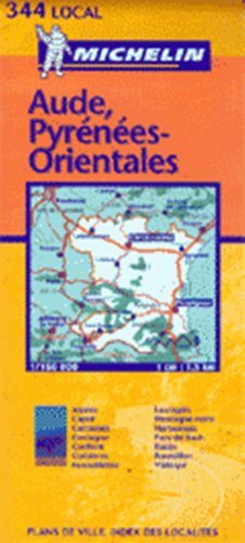 City Travel Guides Discounted  Books : Michelin Map No. 344 Luchon Andorre Carcasson Perpignan Aude Pyrenees-Orientales (France) Scale 1:150000 (1 cm. = 1.5 km.)