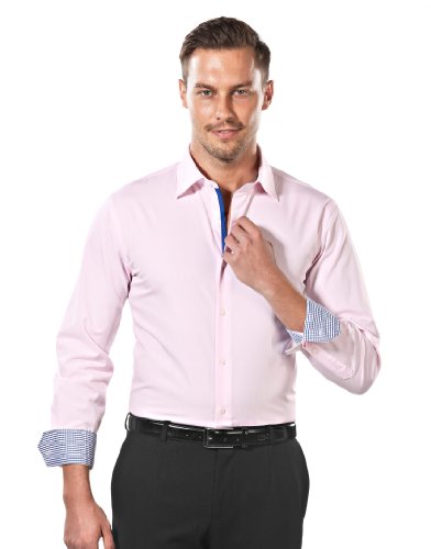 Recommendations VB Shirt, slim-fit, light pink - inside blue contrasting trim - non-iron