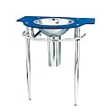 Decolav 2180T-1P-MB Wall-Mounted Lavatory Vanity with Drop-In Sink, Metallic Blue Tempered Glass/Polished Stainless