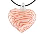 Orange and White Murano Glass Heart Pendant with Silk Cord