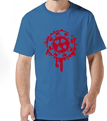 Custome Emotion Mens Screw Neck T Shirts/poker Splatter RoyalBlue