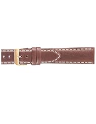 16mm Brown Leather Saddle Stitched Watchband Replacement
