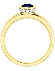 14K Yellow Gold 7.00x5.00mm Oval Cut Sapphire and Diamond Ring -- LIFETIME WARRANTY