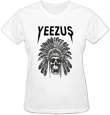 Sinony Women's Front Printed Kanye West Yeezus Indian Skull Tattoos Graphic Crewneck T-Shirt XL White