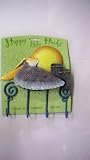 Nautical Coastal Pelican Wall Decor Key Rack Metal Hooks