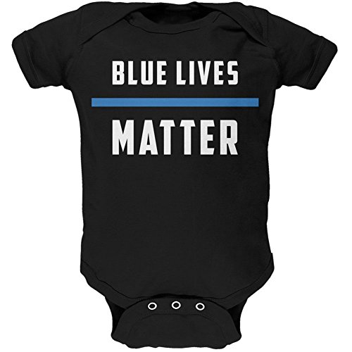 Police Blue Lives Matter Thin Blue Line Black Soft Baby One Piece