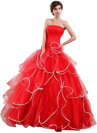 Heyivogue Strapless Empire Vintage Puffy Ruffles Princess Pageant Dresses 3282 8 Red
