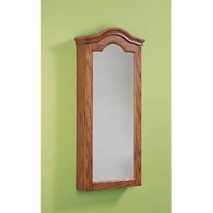 Powell Antique Oak Wall Jewelry Storage Mirror