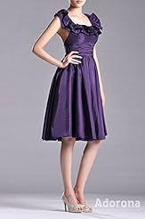 Halter Knee Length Taffeta Bateau Neck  Dress