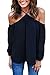 Mulisky Womens Sexy Halter Shirt Cold Shoulder Backless Loose Blouse Black M