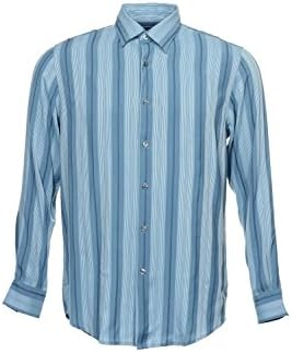 Via Europa Blue Vertical Striped Button Down Shirt Sport , Size Small