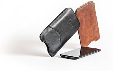 Kanzek Handmade Leather Sleeve/Case for iPhone 6/7 Plus and Similar, Professional and Modern Design, Full Grain Calf Leather - Black