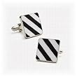 Black White Repp Stripe Cufflinks Black White Repp Stripe Cufflinks