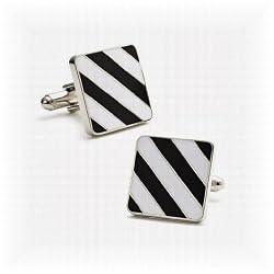 Black White Repp Stripe Cufflinks