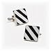 Black White Repp Stripe Cufflinks