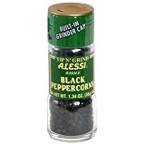 Alessi Whole Black Peppercorns, 1.34-Ounce Grinders (Pack of 6)