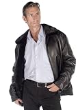 Mens Leather Jacket - Mink Collar