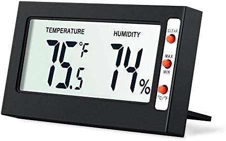 Hikwi Indoor Digital Thermometer and Humidity Monitor Large Digital Display Works in Celsius &amp; Fahrenheit.