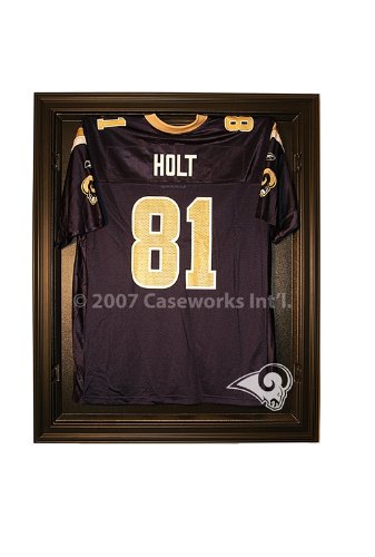 St. Louis Rams Football Jersey Display Case with Removable Face and Black Finish Frame