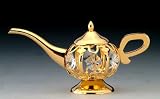 Genie Lamp Swarovski Crystal 24k Gold Plated Ornament