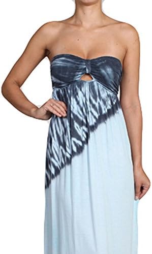Chatoyant Women's Strapless Tie Dye Maxi Dress M Blue
