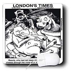 Londons Times Funny Cow Cartoons - Cows Laughing and Passing Cheese - Mouse Pads