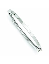 14K White Gold 3.6mm Polished Casted Hinged Bangle Bracelet