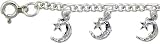 Sterling Silver Crescent Moon Charm Anklet