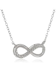 Sterling Silver or 14k Rose Gold over Sterling Silver Stationed Infinity Diamond Accent Necklace, 18"