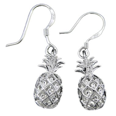 925 Silver Pineapple Dangle Earrings Hawaiian Jewelry