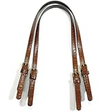 27.5" byhands Italy Genuine Leather Crocodile Pattern Purse Handles (Brown)