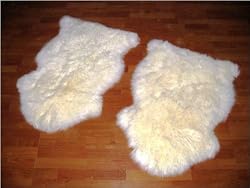 Two Bowron Single PELT RUGs 24"x36" (Natural)