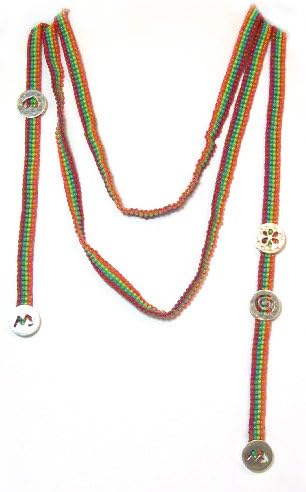 Mishky "Sliding Coins Silver Plated Beaded Lariat Necklace with Rainbow Colored Glass Beads