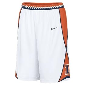 Nike Illinois Fighting Illini New 2008 09 White NCAA Screen Printed Replica Basketball Shorts
