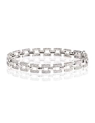 Sterling Silver 0.25 ctw Diamond Chain Link Tracks Fashion Bracelet