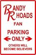 RANDY RHOADS PARKING ONLY ozzy street sign