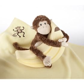 Baby Aspen Plush Monkey Magoo and Blankie Too in Keepsake Banana Gift Box, Brown Baby Aspen Plush