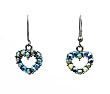 Earrings - E186 - Crystal Hearts (Sm) - Antique Silver Tone Finish ~ Amethyst AB (Dk Purple-Blue Irridescent)