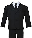Toddlers Infants & Boys Black Tuxedo Special occasion Suit, Complete Set, Jacket, Shirt, Vest & Pants, Tie (0-24 months) 2...