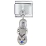 Silver Blue Studded Sandal Dangle Italian Charms