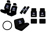15 Piece NFL Auto Interior Gift Set - Dallas Cowboys - A Set of 2 Seat Covers, 1 Rear Bench Cover, 1 Steering Wheel, A Set of 2 Seat Belt Pads, and A Set of 4 Plush Carpet Floor Mats
