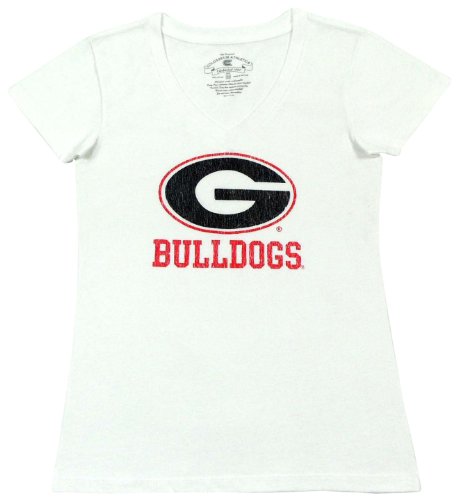 NCAA Women's Georgia Bulldogs Countdown V-Neck Tee Shirt, Red, Medium