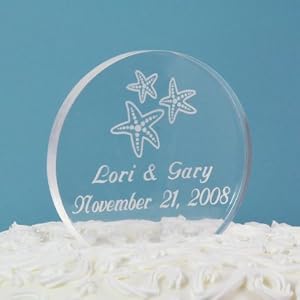 Beach Wedding Acrylic Round Cake Topper Beach Wedding Acrylic Round Cake Topper