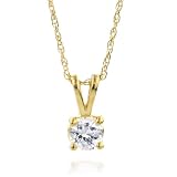 14k Yellow Gold, Round, Diamond Classic 4-Prong Pendant (1/10 cttw, J-K Color, I2-I3 Clarity)