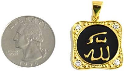 Fashion Island Gold Plated Pendant Square Black Relgious Jewelry Islam Muslim