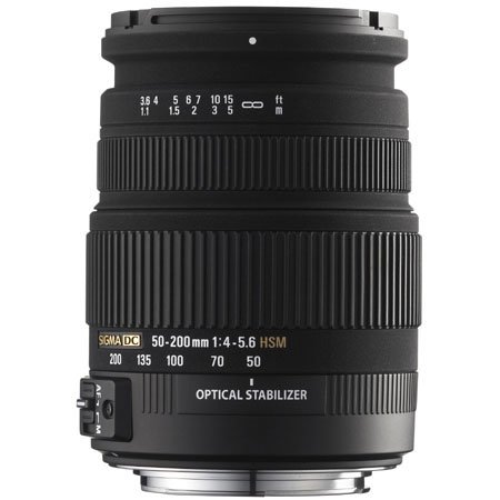 Sigma 50-200mm f/4.0-5.6 DC IF SLD Optical Stabilized OS Lens with Hyper Sonic Motor HSM for Sigma Digital SLR Cameras.