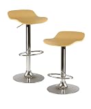 Winsome Kallie Air Lift Adjustable Stools and Cappuccino Color Wood Veneer Seat with Metal Base, Set of 2