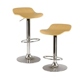 Click here to buy Winsome Kallie Air Lift Adjustable Stools and Cappuccino Color Wood Veneer Seat with Metal... by Winsome Wood.
